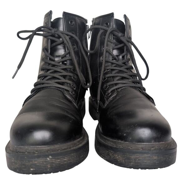 Chunky Black Combat Boots Men 9 Grunge Goth Punk 90s Y2K Workwear Slip Resistant - Picture 3 of 9